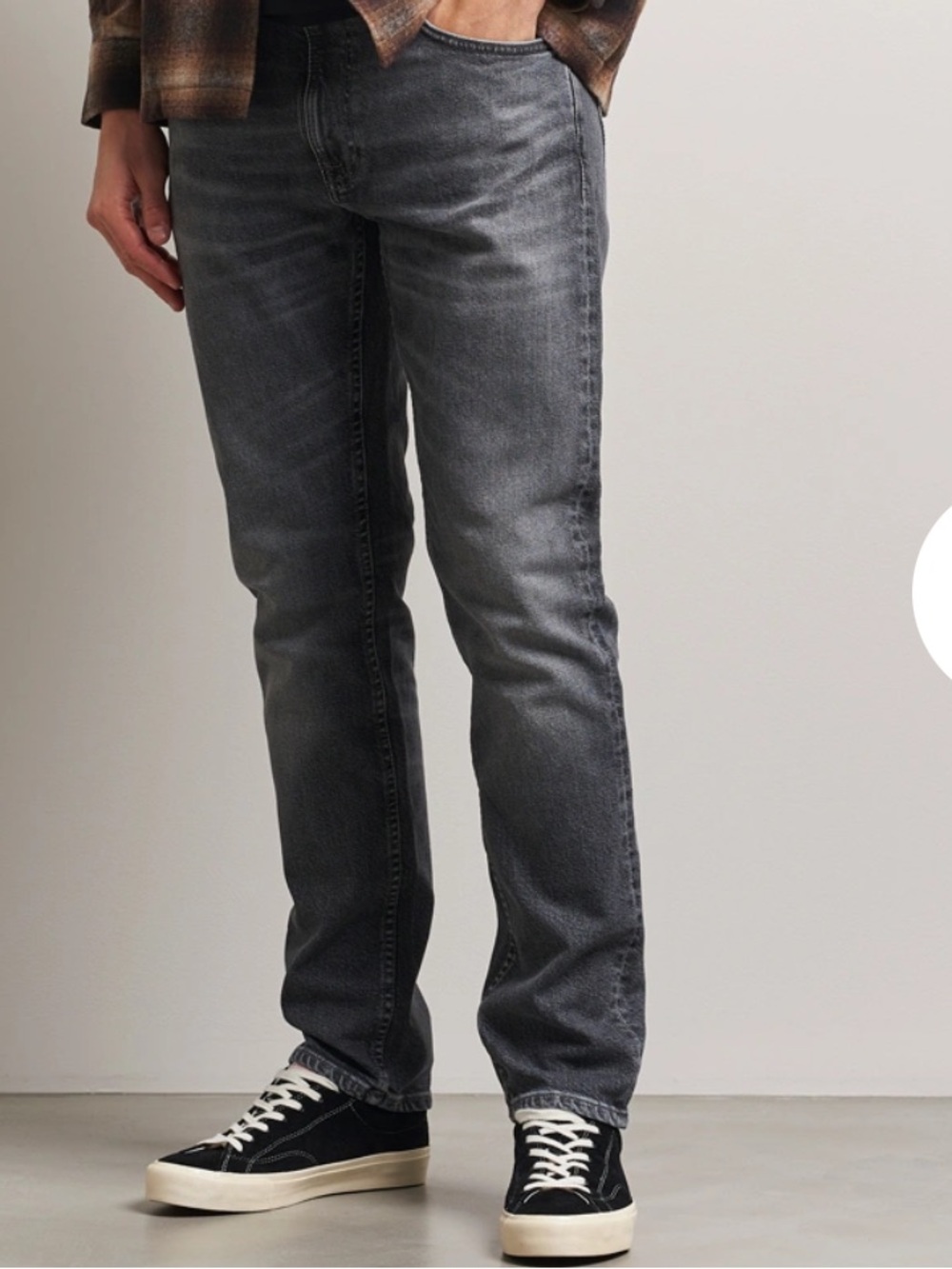 Nudie Jeans Co Grim Tim Jeans Mens 30x32 Concrete Black Slim Straight Rock